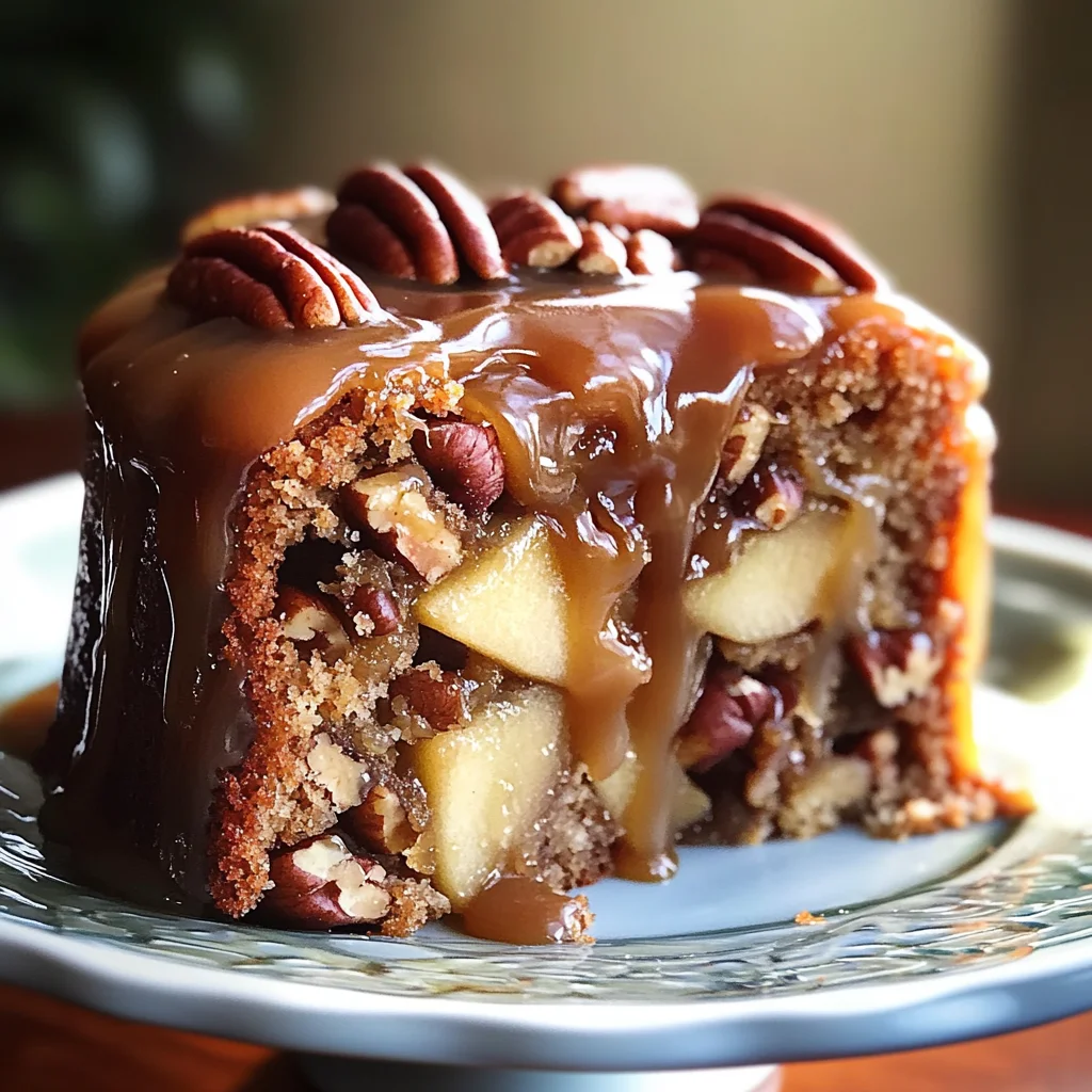 Apple Pecan Cake With Caramel Glaze