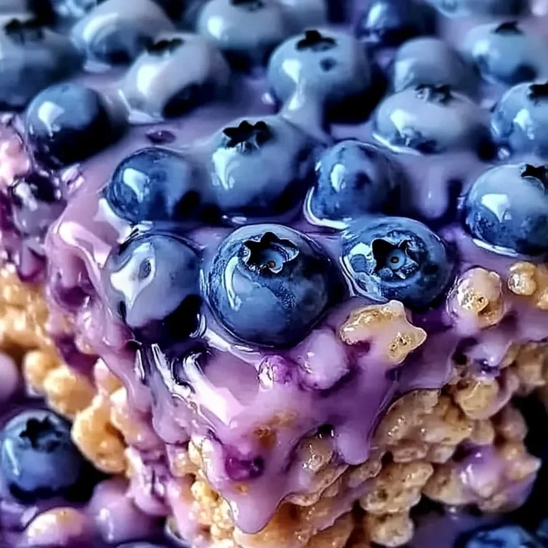 Blueberry Rice Krispies Treats with Vanilla Glaze