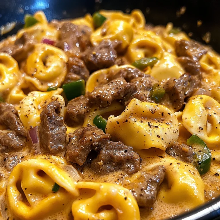 Cheesesteak Tortellini in Creamy Provolone Sauce
