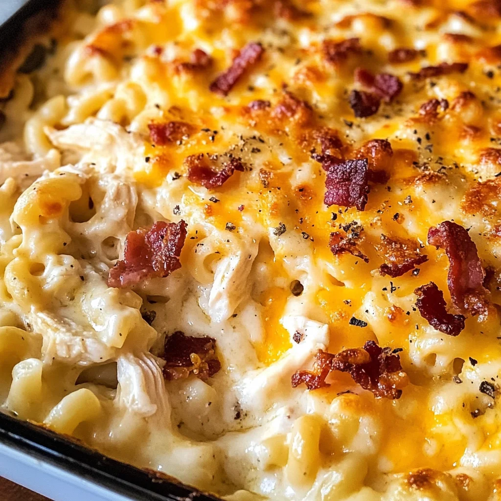 Chicken Turkey Bacon Ranch Mac and Cheese Casserole