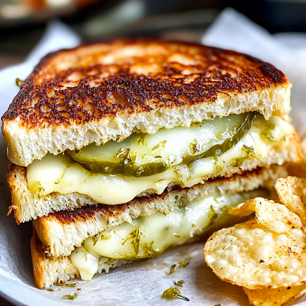 Crispy Dill Pickle Grilled Cheese Sandwich - theamazingfood