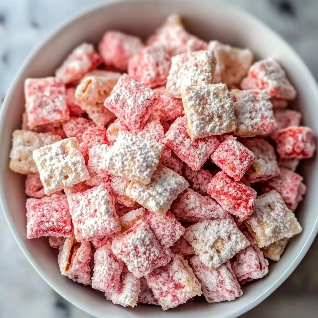 Easy Strawberry Shortcake Puppy Chow