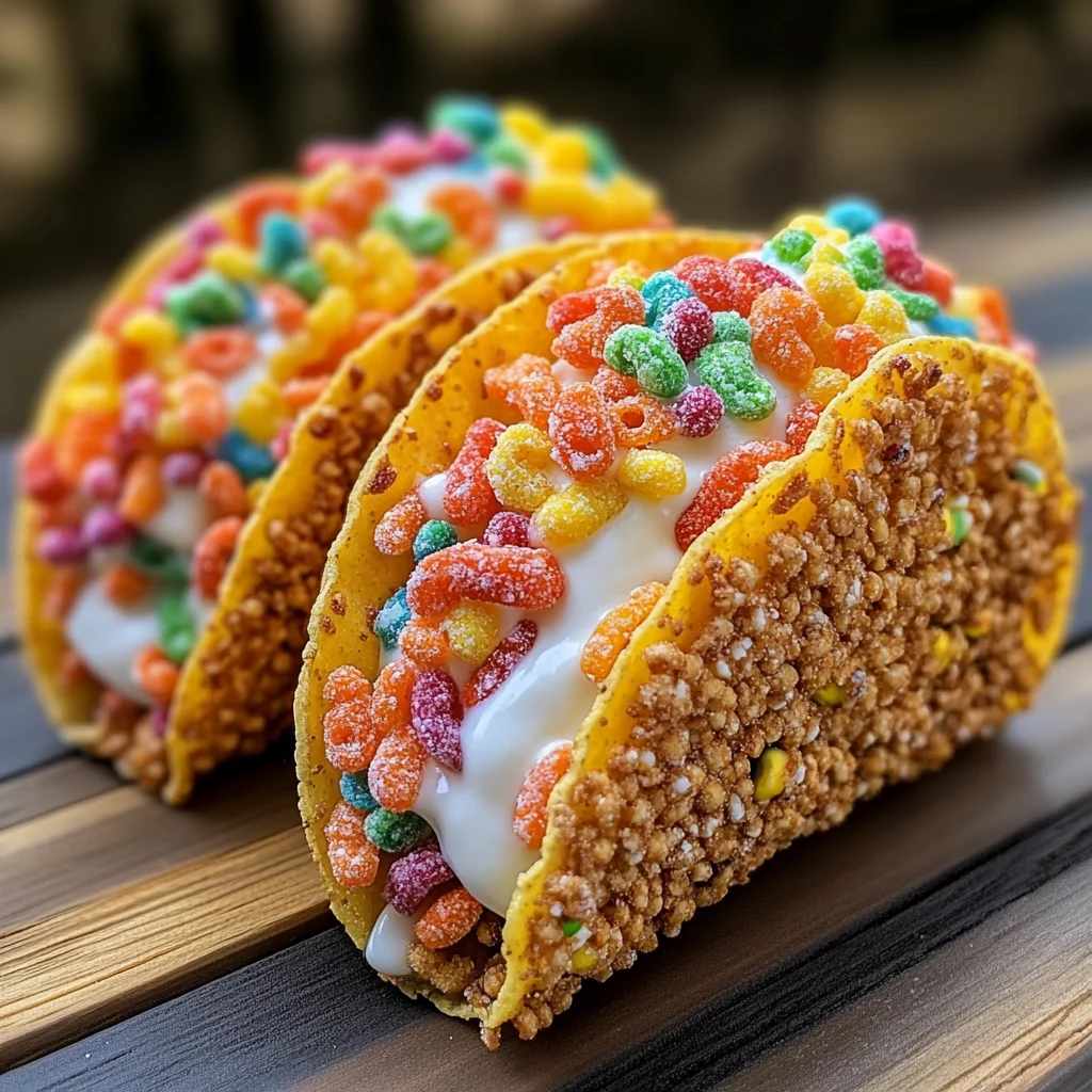Fruity Pebbles Cheesecake Tacos