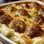 Meatball & Mashed Potato Bake