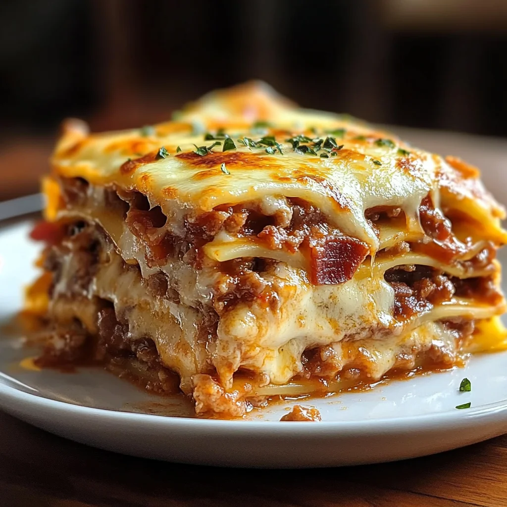 Parmesan Garlic Turkey Bacon Cheeseburger Lasagna Recipe