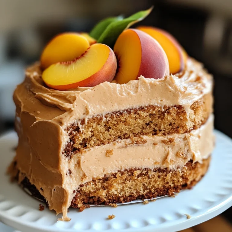 Peach Cake with Brown Sugar Frosting