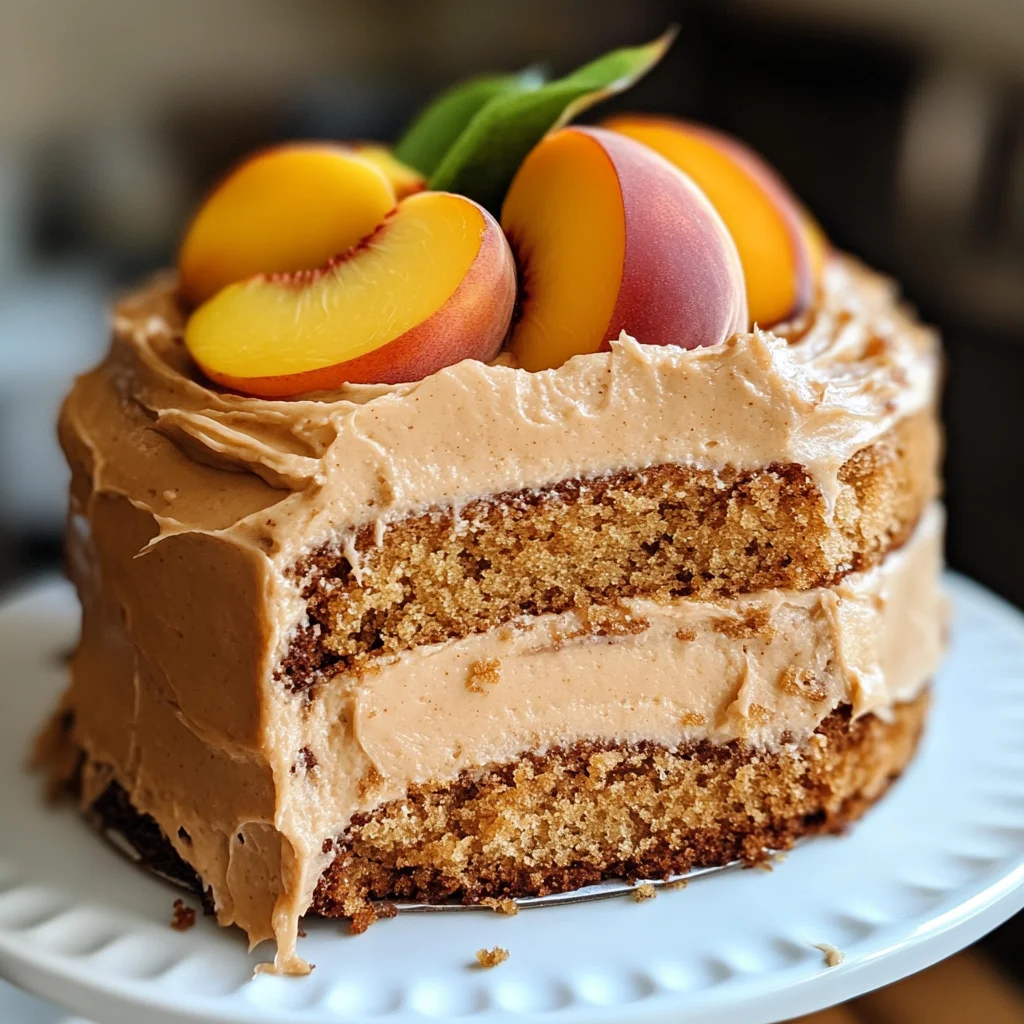 Peach Cake with Brown Sugar Frosting