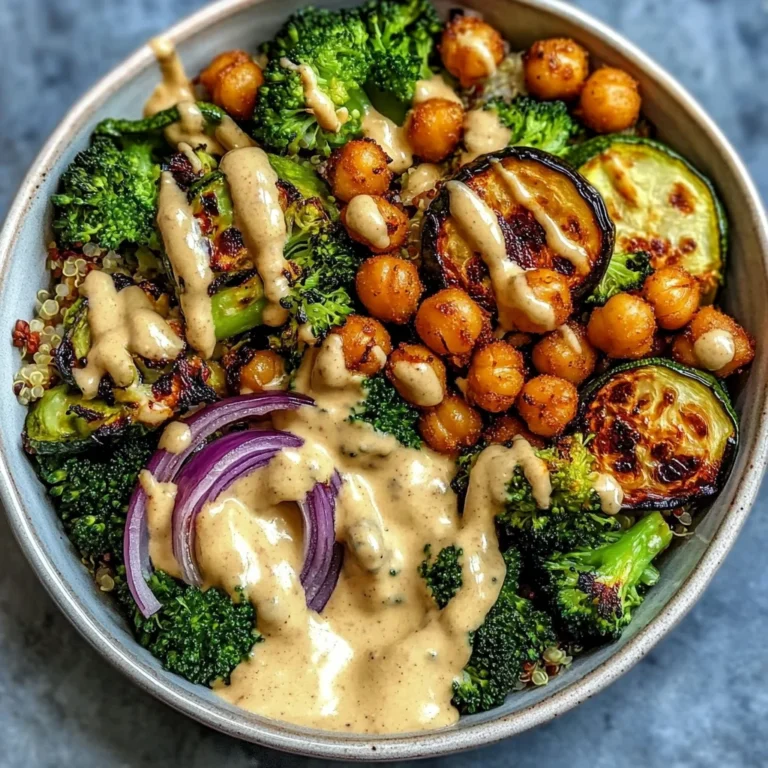 Roasted Veggie Chickpea Bowls with Maple Dijon Tahini Dressing