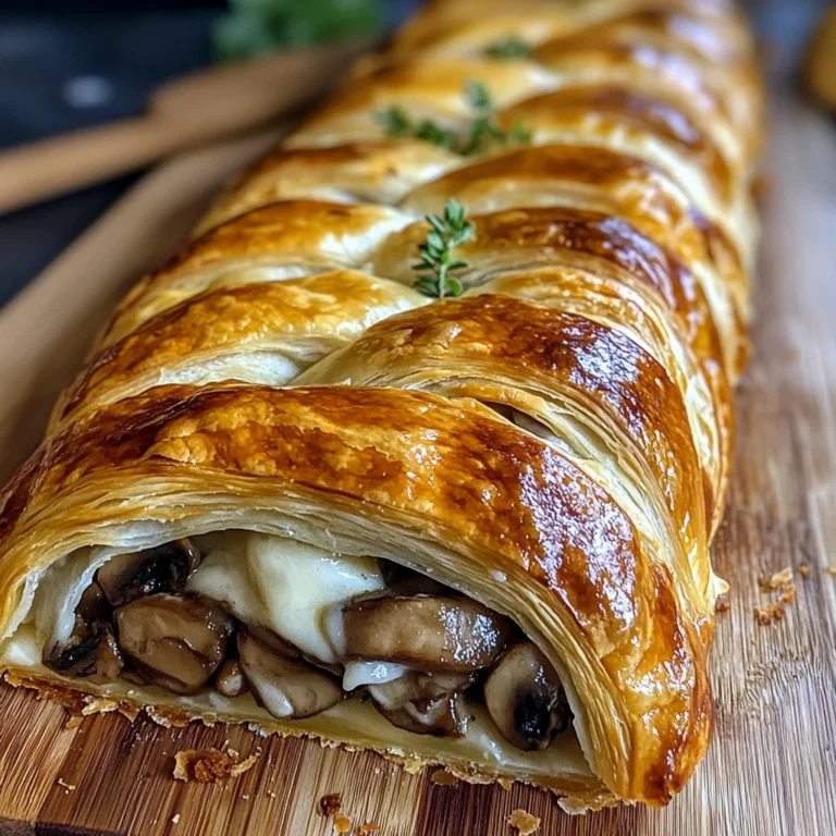 Savory Mushroom & Gruyère Puff Pastry Braid