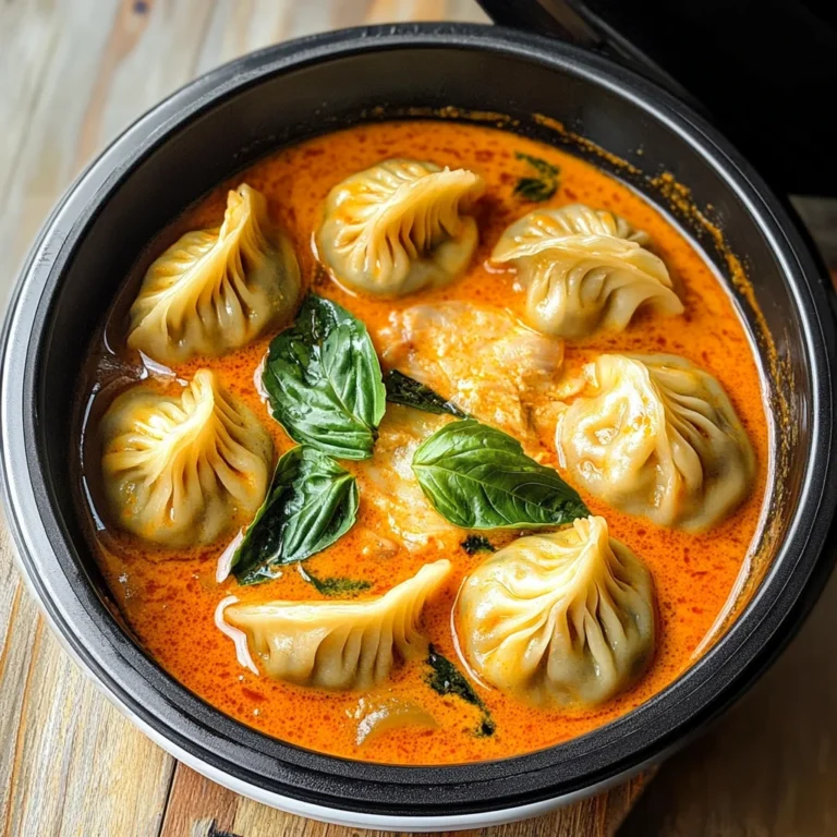 Soup Dumplings in Thai Red Curry Sauce