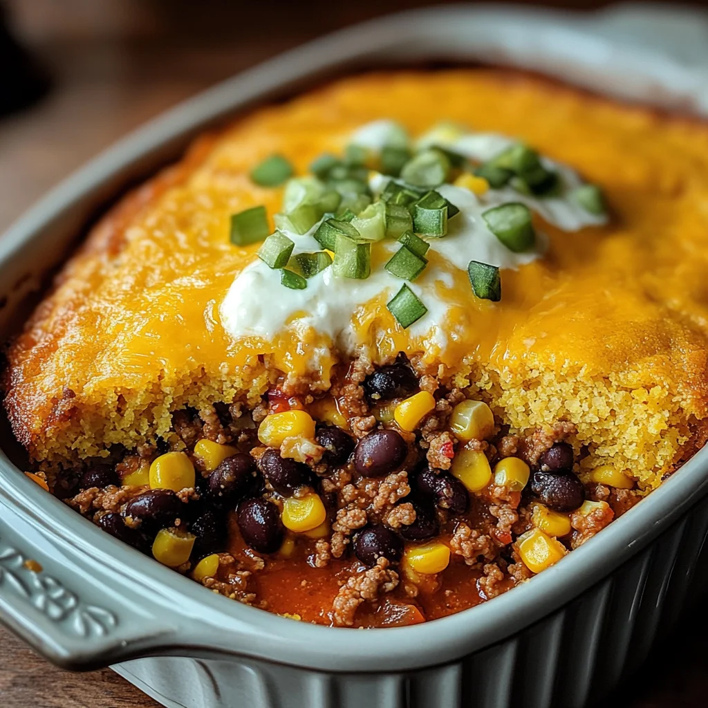 Southwest Beef Cornbread Casserole