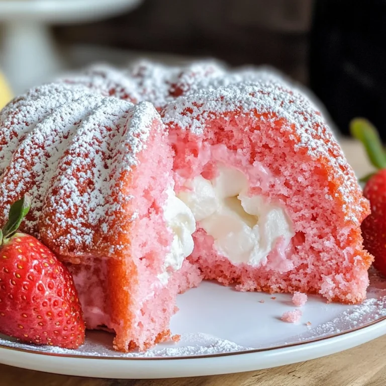 Strawberry Bundt Cake with Marshmallow Cream Filling