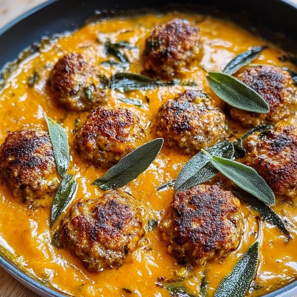 Turkey Meatballs in Pumpkin Sage Sauce