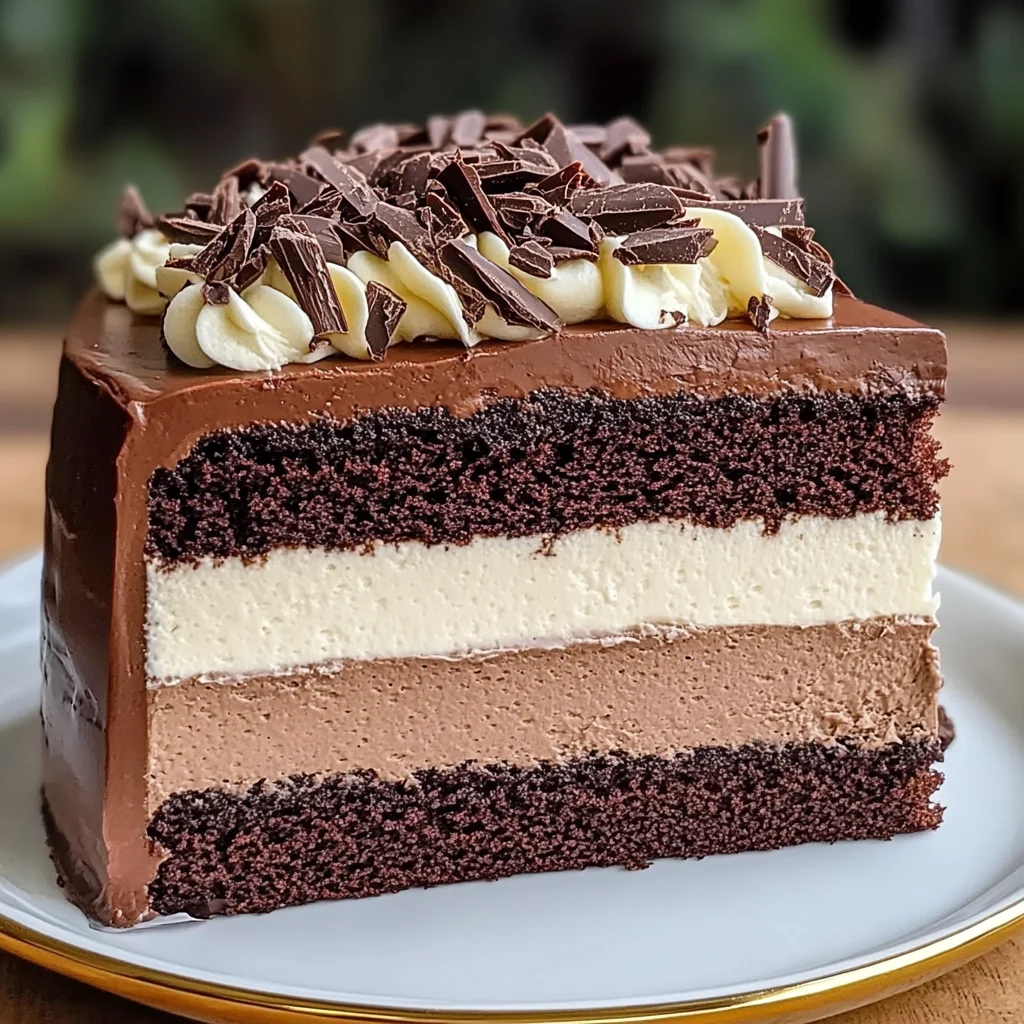 Tuxedo Cake – Triple Chocolate Mousse Cake