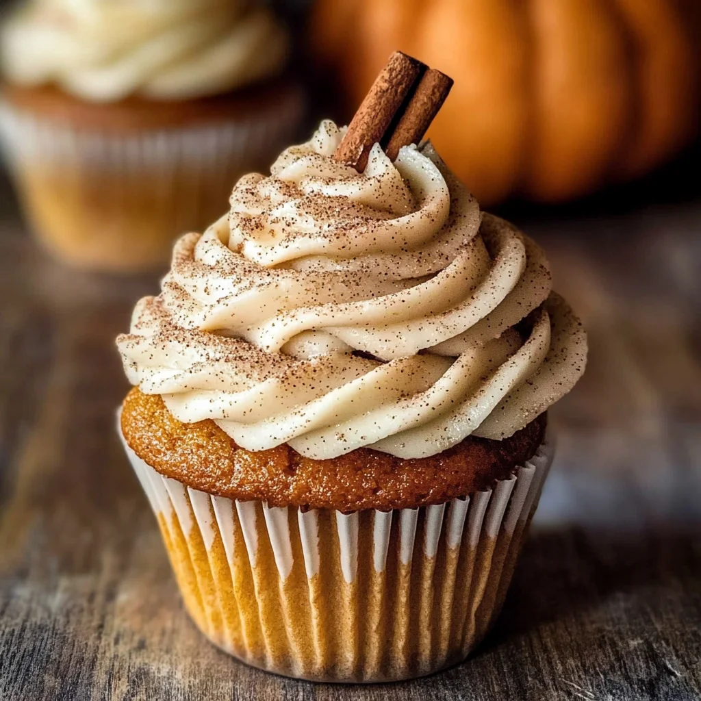 Vanilla Chai Pumpkin Latte Cupcakes with Cinnamon Brown Sugar Frosting