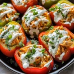 Buffalo Chicken Stuffed Peppers - Dairy Free & Low Carb