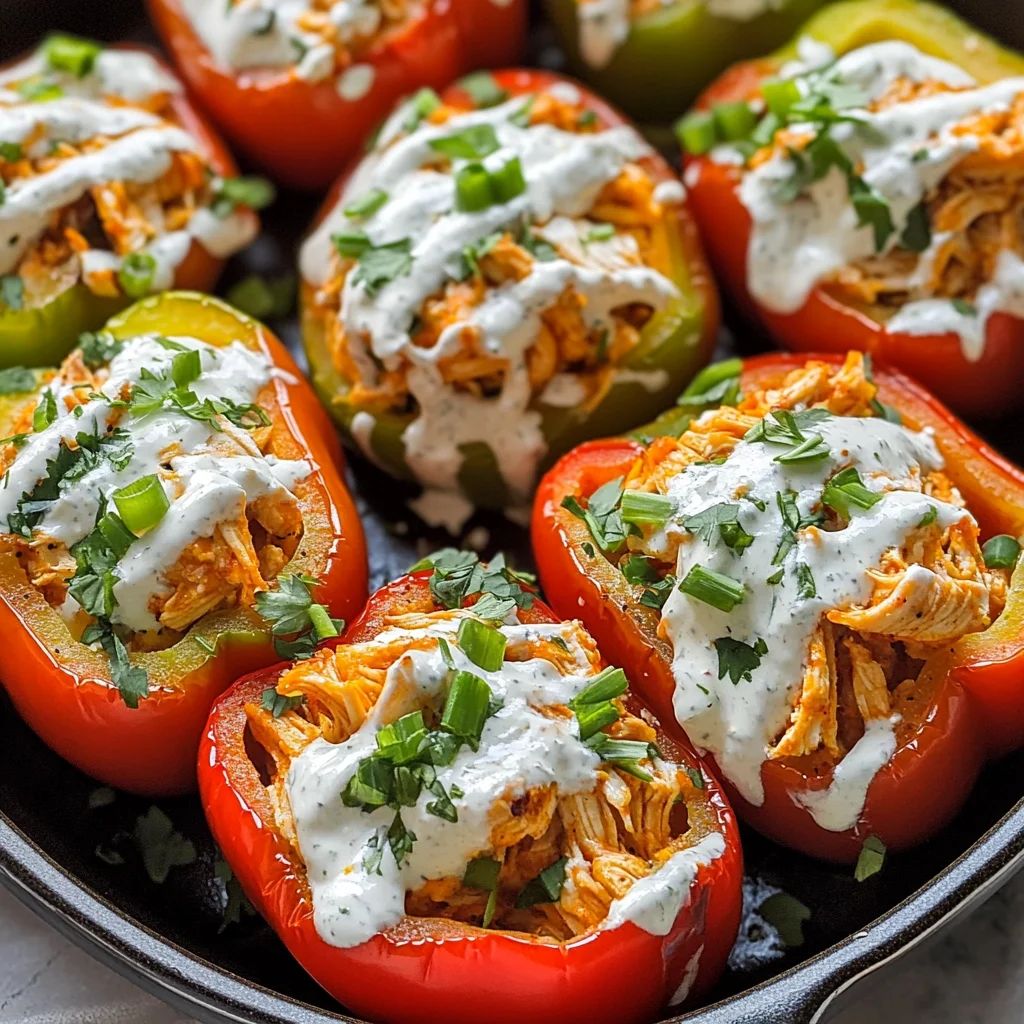Buffalo Chicken Stuffed Peppers - Dairy Free & Low Carb