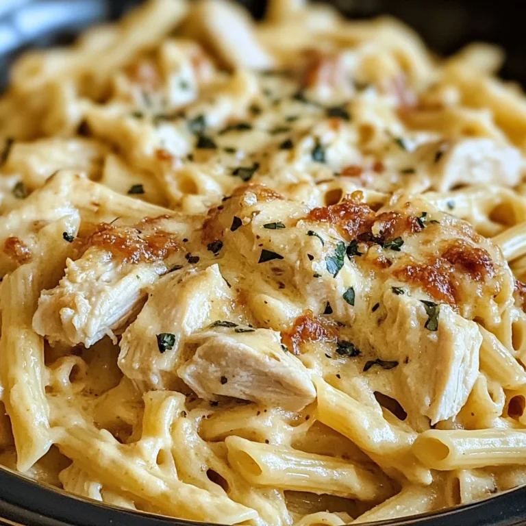 Creamy Crockpot Garlic Parmesan Chicken Pasta