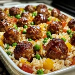 Honey Garlic Meatball & Rice Bake