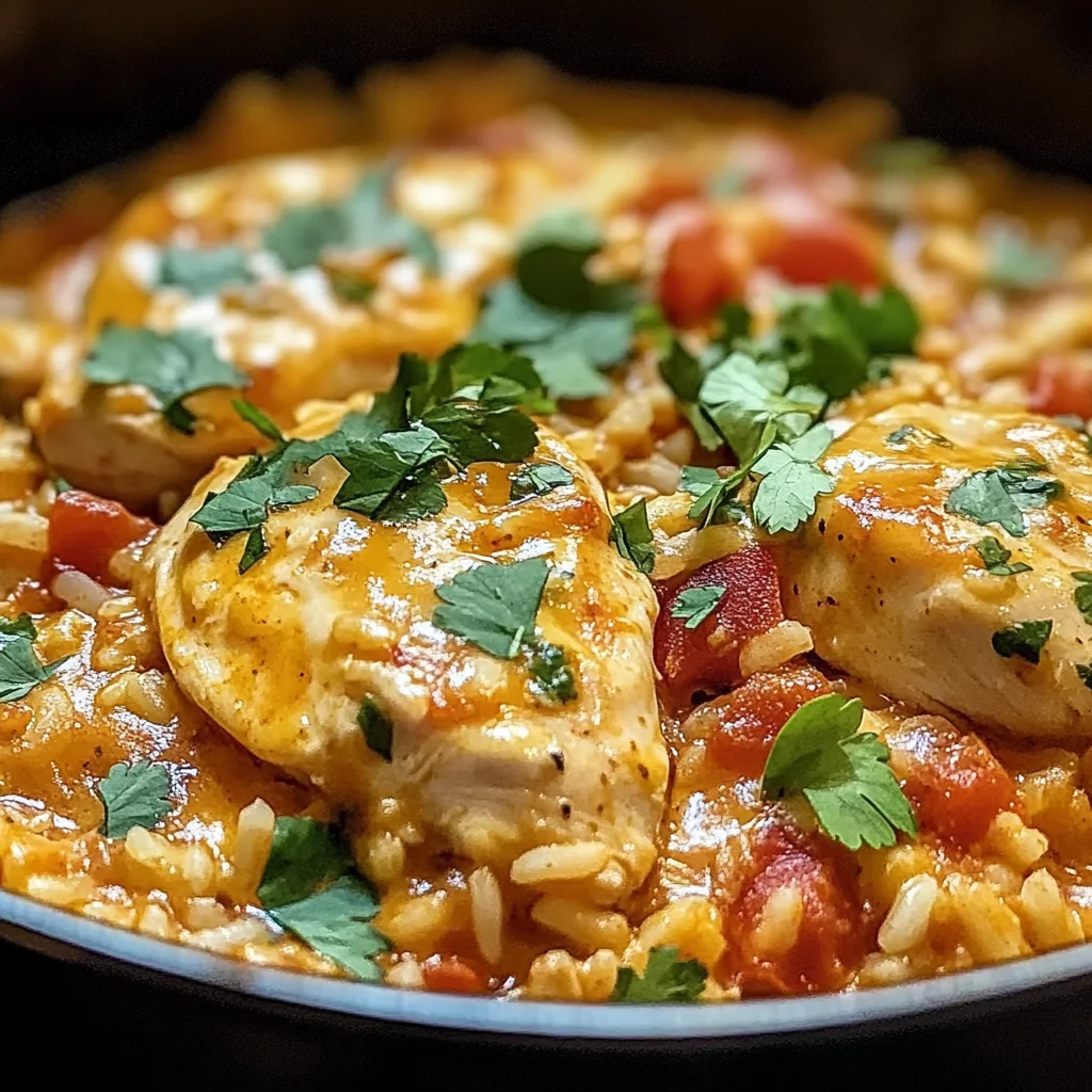 One Pot Queso Chicken and Rice : Easy Comfort Food