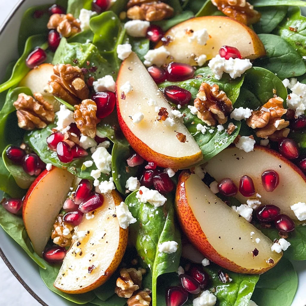 Pear, Pomegranate and Spinach Salad