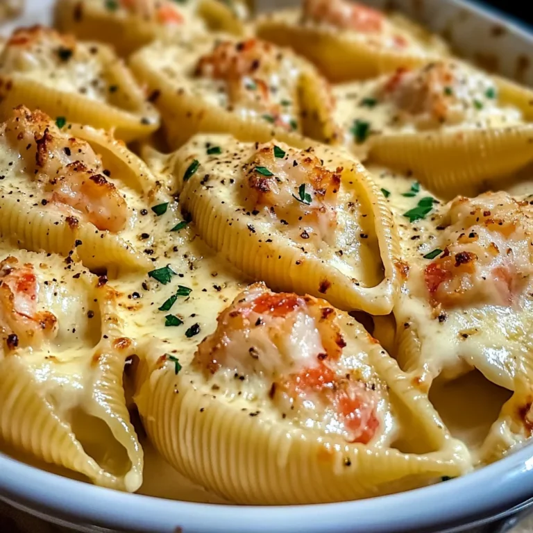 Seafood Stuffed Jumbo Shells with Creamy Cheese Sauce