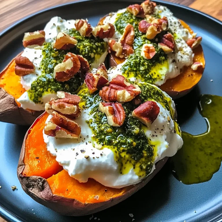 Stuffed Sweet Potatoes with Burrata, Toasted Walnuts & Sage Pesto