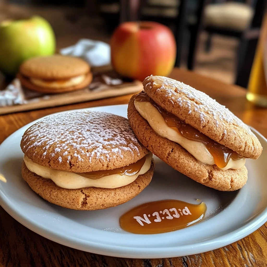 Apple Cider Whoopie Pie cookies with Caramel Filling