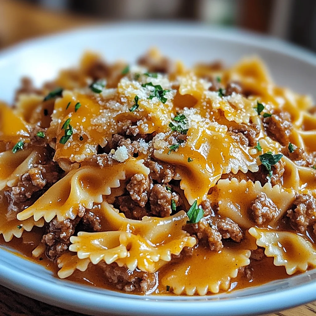 Cheesy Beef Bowtie Pasta with Garlic Butter Delights You!