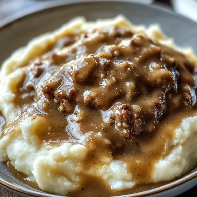 Delicious chicken chicken hamburger Gravy Over Mashed Potatoes
