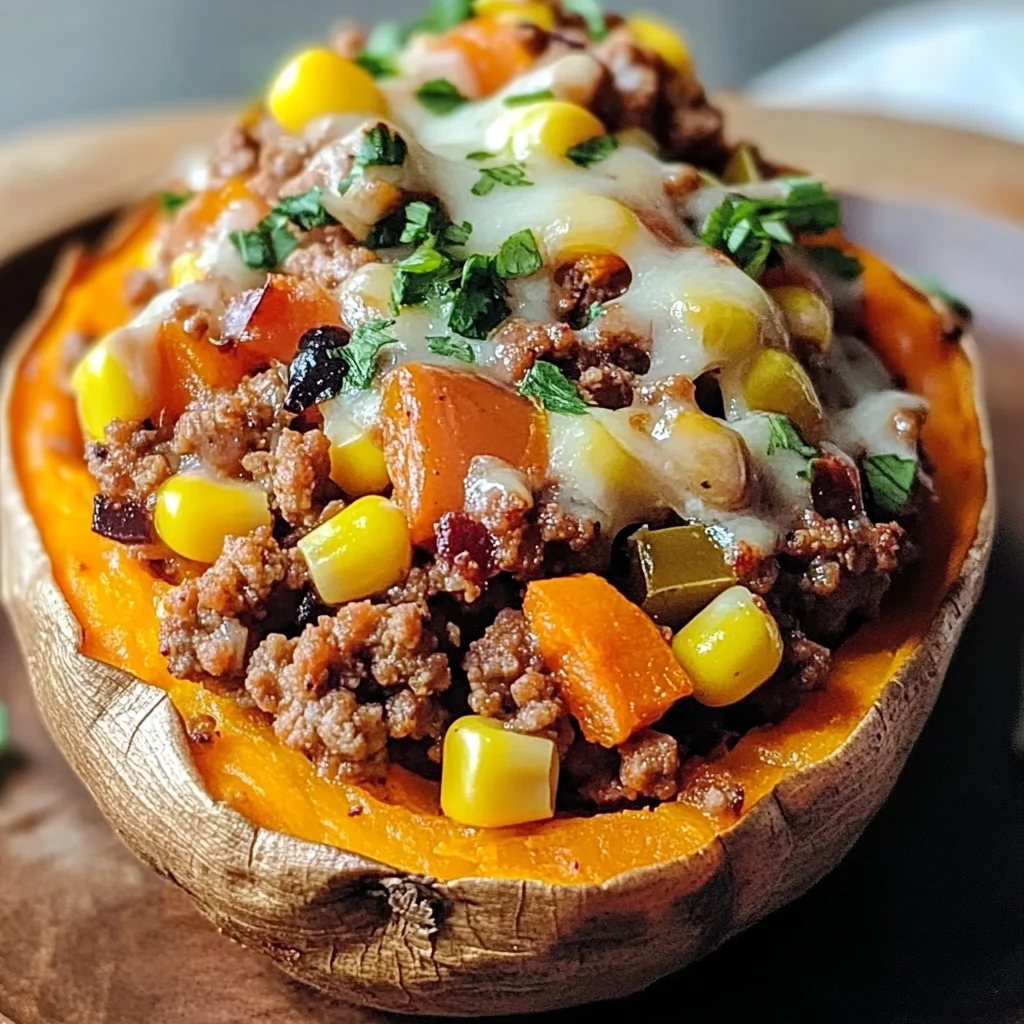 Ground Turkey Stuffed Sweet Potato