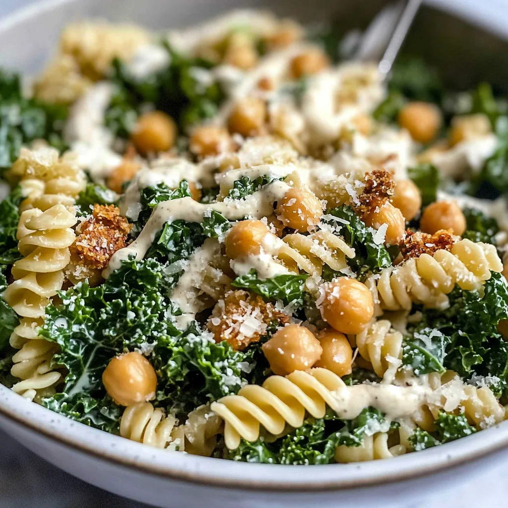 Kale Caesar Pasta Salad