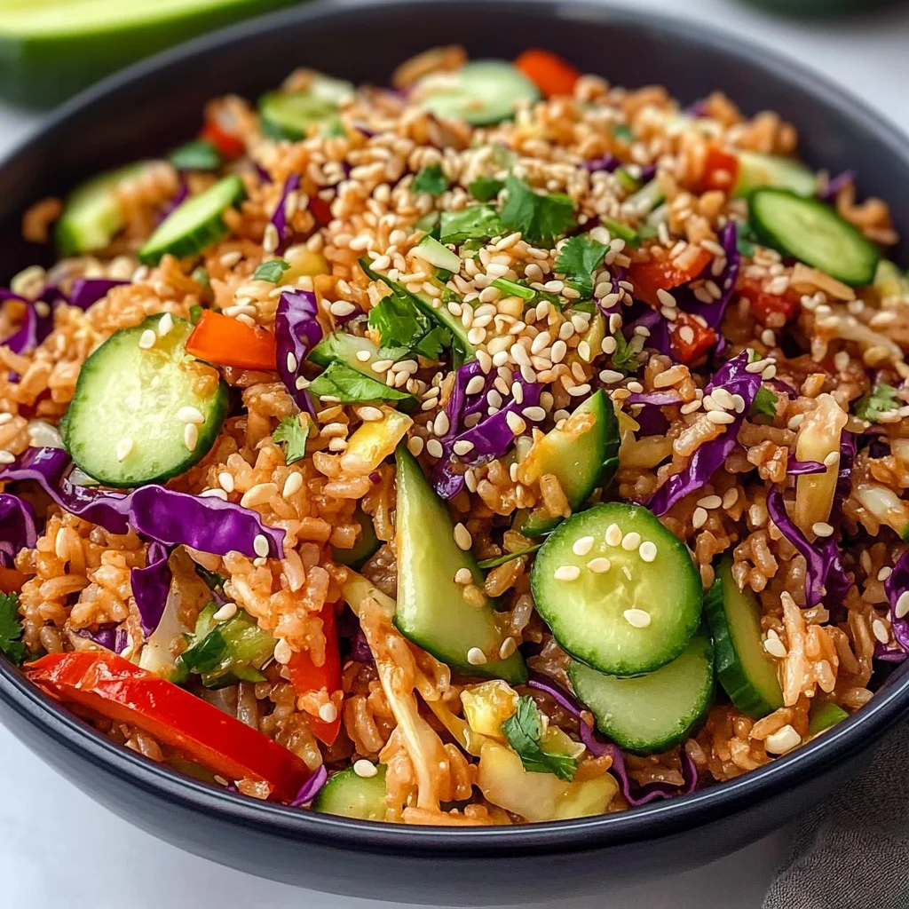 Quick Crispy Rice Salad with Peanut Sesame Dressing - Alrightwithme