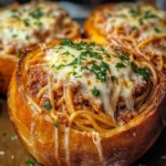 Spaghetti Garlic Bread Bowls