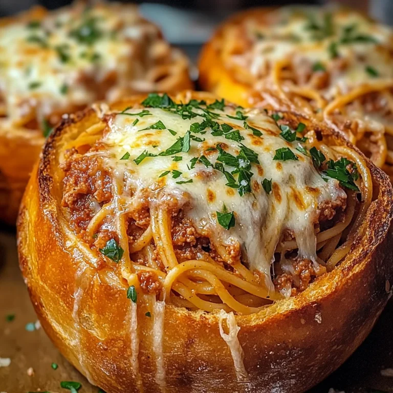 Spaghetti Garlic Bread Bowls
