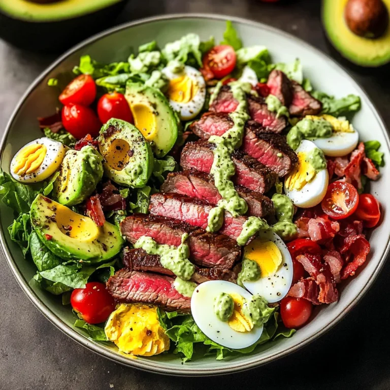 Steak Cobb Salad with Creamy Avocado Dressing {Whole30, Keto}