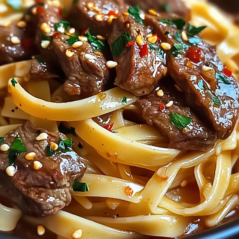 Sweet and Spicy Garlic Steak Pasta