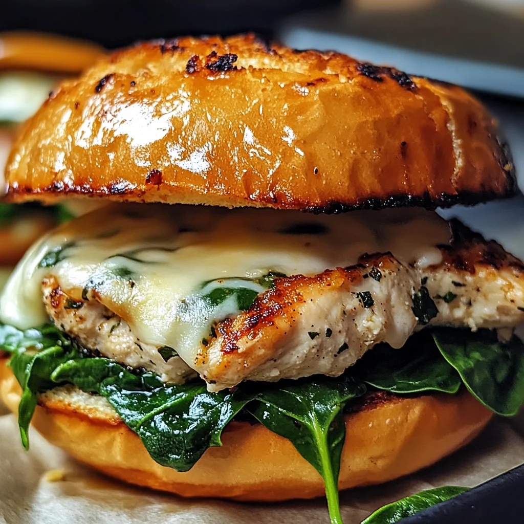 White Cheddar Spinach Chicken Burgers