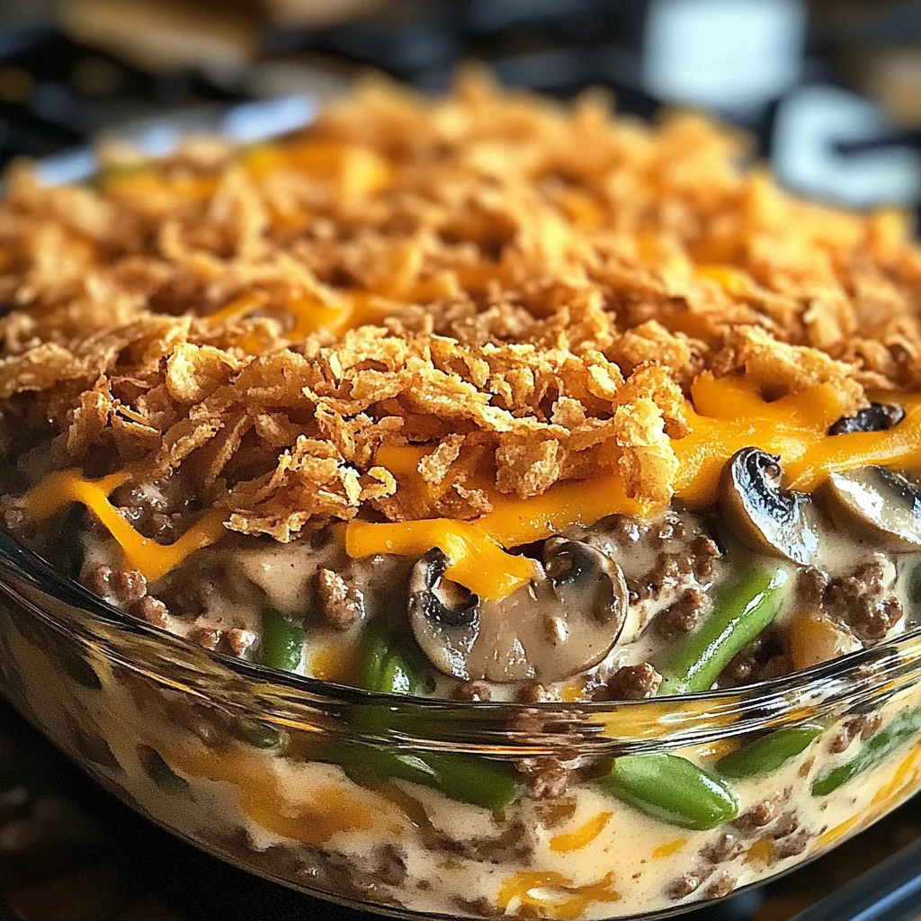 chicken hamburger Green Bean Casserole with Mushrooms made easy!