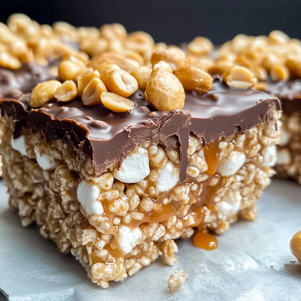 Caramel Peanut Rice Krispie Treats