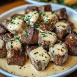 Garlic Butter Steak Bites with a Rich Parmesan Cream Sauce