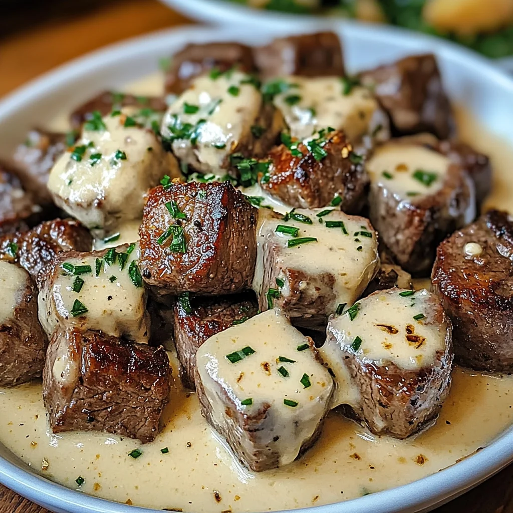 Garlic Butter Steak Bites with a Rich Parmesan Cream Sauce