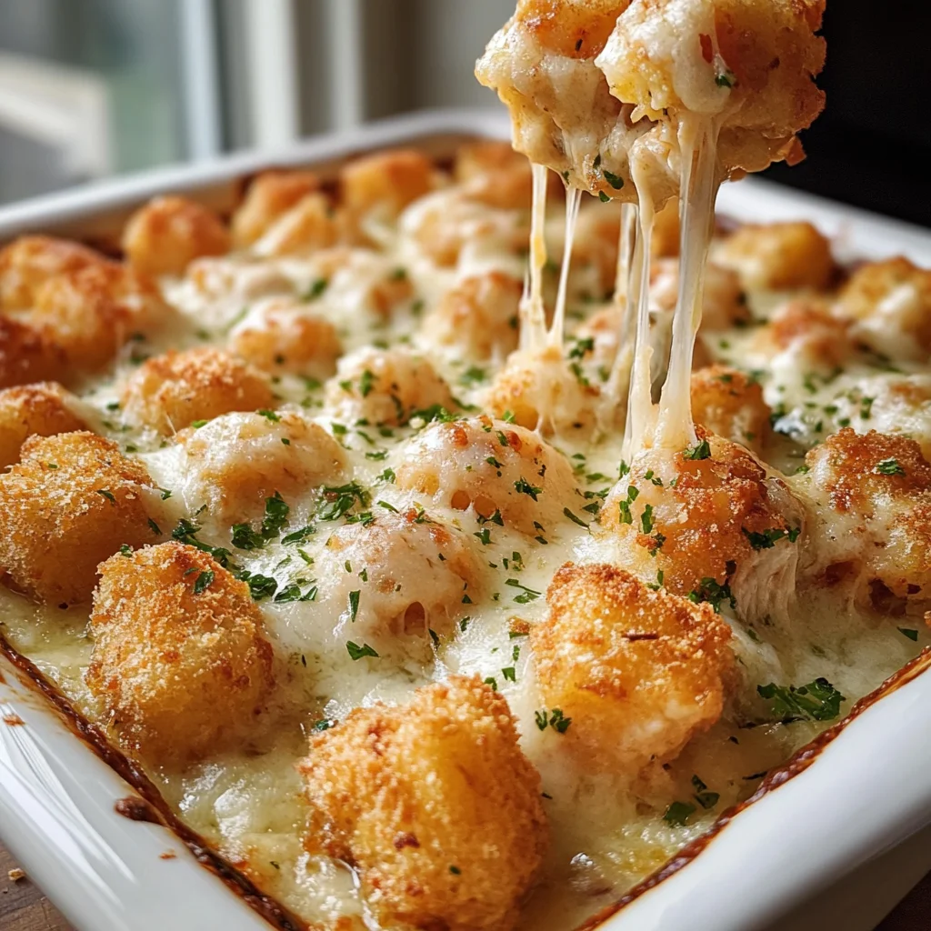 Irresistible Chicken Alfredo Tater Tot Casserole in 35 Minutes