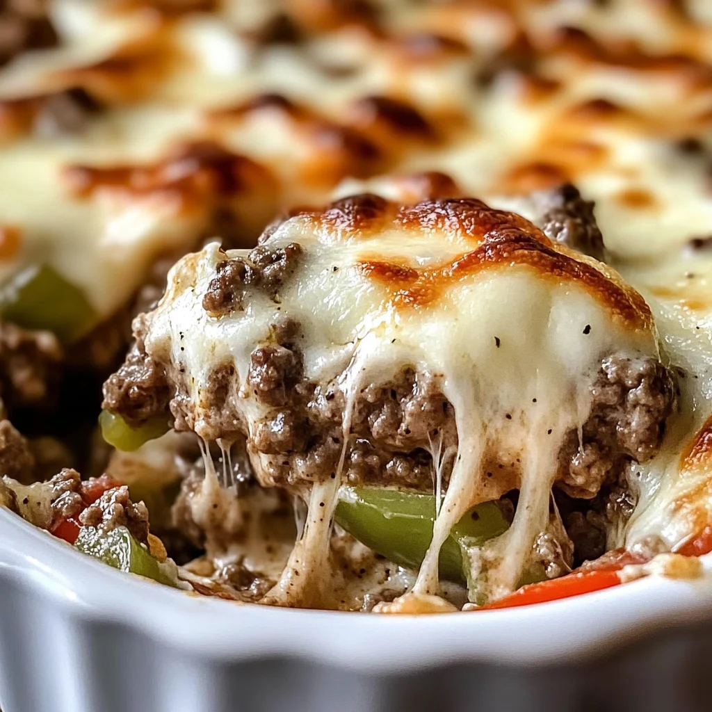 Low Carb Philly Cheesesteak Casserole