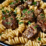 One-Pot Creamy Spicy Garlic Butter Steak & Pasta