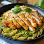Pesto Pasta with Crispy Parmesan Chicken